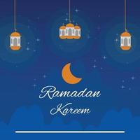 ramadan kareem bakgrund med latern på natthimlen vektor