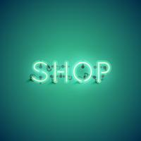 &quot;SHOP&quot; neon typsnitt teckensnitt, vektor illustration