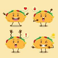süße Tacos mit verschiedenen Ausdrücken vektor
