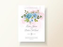 elegante Blumenaquarell-Hochzeitseinladungskarte vektor