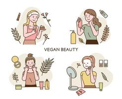 veganer Schönheitsfrauencharakter. vektor
