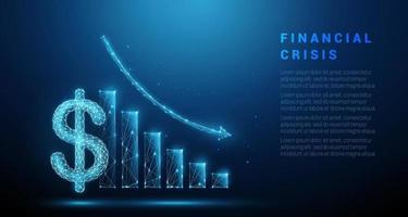 abstrakt blått dollarstecken och sjunkande diagram vektor