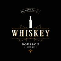 Bourbon Whiskey Logo Design mit Luxus retro Jahrgang Dekoration. zum Etiketten, Abzeichen, Riegel, Gaststätten. vektor