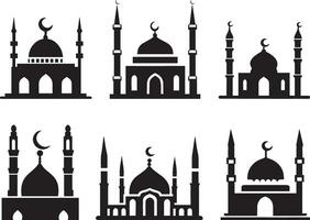 Moschee Vektor Illustration schwarz Farbe einstellen von Gruppe