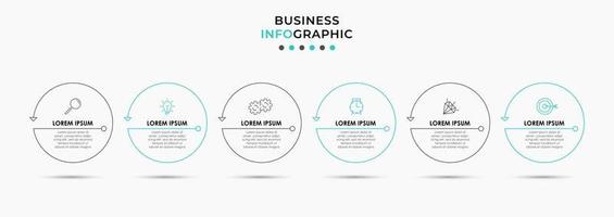 Infografik-Designvorlage mit Symbolen und 6 Optionen oder Schritten vektor