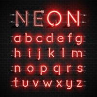 Hög detaljerad neon typsnitt set, vektor illustration