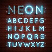 Hög detaljerad neon typsnitt set, vektor illustration