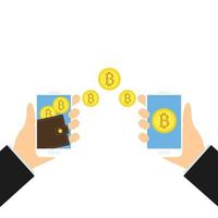 2-Hand-Smartphone, Bitcoins vektor