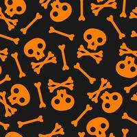 nahtloses Muster mit Schädel und Knochen. Halloween-Feiertagskonzept. vektor