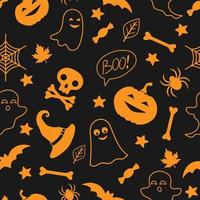 nahtloses Muster mit Halloween-Elementen. Halloween-Hintergrund. vektor