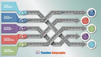 moderne Roadmap-Timeline-Infografik mit 5 Optionen-Vektorillustration vektor