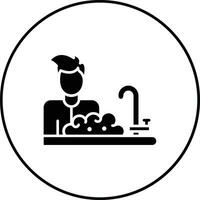 Mann Waschen Geschirr Vektor Symbol