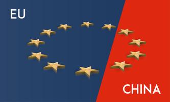 Flagge der Europäischen Union und Chinas verschmolzen zu einem Vektor