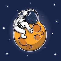 süßer Astronaut umarmt den Mond vektor