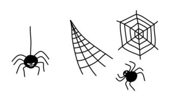 Spinne, ein Spinnennetz im Doodle-Stil. vektor