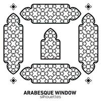 Arabeske Fenster Silhouetten. Vektor Symbol traditionell islamisch Bögen. Arabisch traditionell die Architektur. Ramadan kareem Design Element. geometrisch Ornament Arabisch Muster.