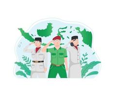 Indonesiens självständighetsdag platt illustration vektor