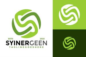 brev s syinergi grön företag logotyp design vektor symbol ikon illustration