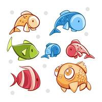 Vektor einstellen von bunt Fisch im Karikatur süß Stil.