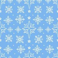 Vektor Muster auf das Thema von Winter und Weihnachten mit Schneeflocken im ein süß Karikatur Stil.
