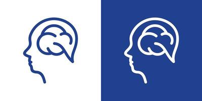 Intelligenz Logo Design mit ein Kopf und Wolke Symbol gemacht im ein Linie Stil. vektor