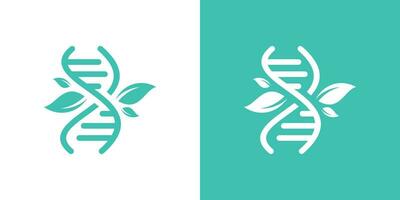 dna logotyp design kombinerad med löv. vektor