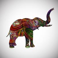 Färgglada elefant gjord av linjer, vektor illustration