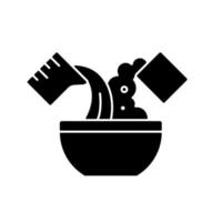 Mischen von Kochzutaten schwarzes Glyphensymbol vektor