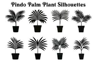 vektor inlagd växter silhuett uppsättning, svart och vit inlagd öken- växt ClipArt samling, inomhus- växt i kastruller