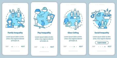 sexuelle Ungleichheit Onboarding mobiler App-Seitenbildschirm mit Konzepten vektor