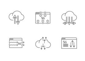 5g-Technologie Pixel perfekte lineare Symbole gesetzt vektor