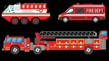 Feuer LKW Vektor Illustration entworfen im 8 bisschen Formen.