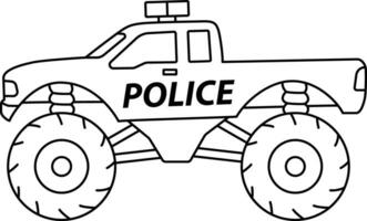 en polis bil med svart isolerat linje design. ett sUV lastbil vektor illustration design.