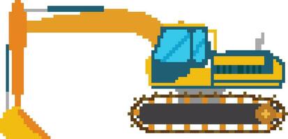 grävmaskin designad i 8 bit pixel en tung Utrustning pixel konst illustration vektor