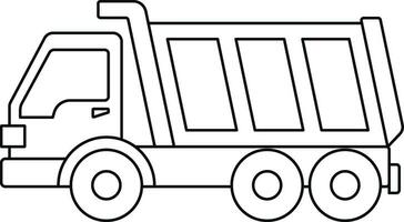 dumpa lastbil med svart isolerat linje design. en lastbil vektor illustration design.