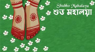 glücklich mahalaya Hintergrund. kulturell Ferien Feierlichkeiten, glücklich mahalaya Poster.dieses fesselnd Illustration Poster erfasst das Wesen von shubho Mahalaya, vektor