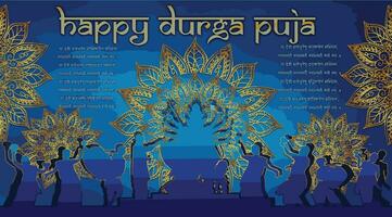 gudinna maa durga f i Lycklig durga puja, dussehra, och Navratri firande begrepp för webb baner, affisch, social media posta, och flygblad reklam vektor