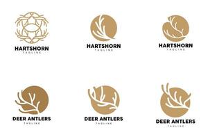Hirsch Horn Logo Design Horn Tier Illustration minimalistisch einfach Symbol Symbol vektor