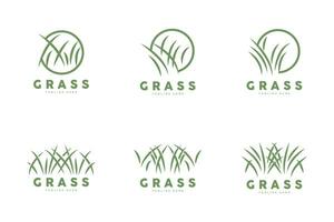 Grün Gras Logo Design, Bauernhof Landschaft Illustration, Natur Design vektor