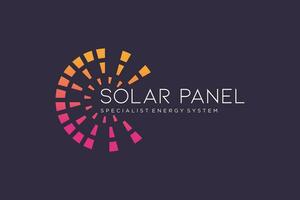 Solar- Panel Logo Design Vektor mit Technologie Element Konzept