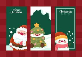 fröhlich Weihnachten Lesezeichen Sammlung Schneemann Ring Baum und Santa claus kostenlos Vektor