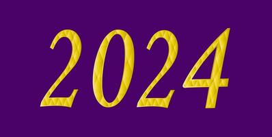 Gelb Neu Jahr 2024 Symbole auf ein dunkel Blau Hintergrund zum Kalender, Flyer und Banner. Vektor eps10