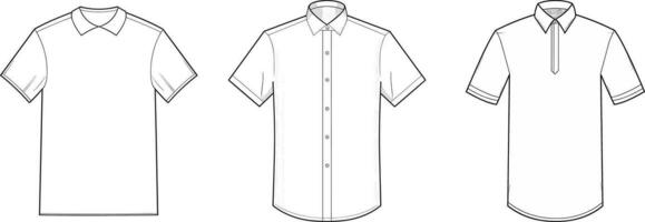 mall skjorta mockup, vektor illustration platt design översikt, isolerat, vit bakgrund