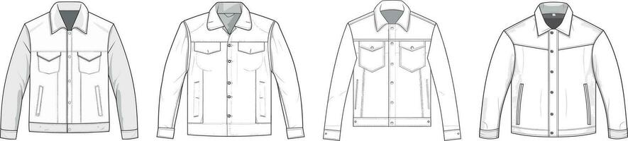 Vorlage Jacke Attrappe, Lehrmodell, Simulation, Vektor Illustration eben Design Gliederung