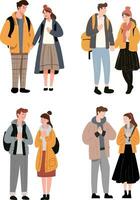 uppsättning av människor i vinter- kläder. vektor illustration i platt stil.