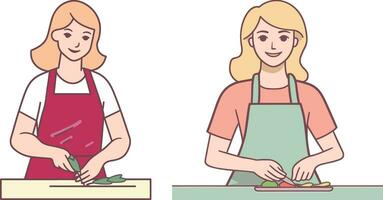 Vektor Frau Kochen und tragen Schürze
