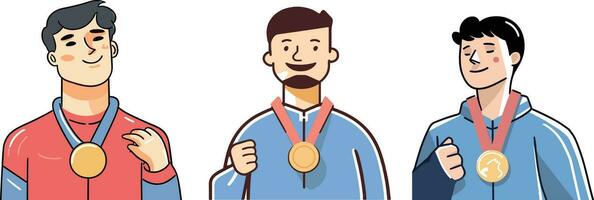 vektor ett idrottare är bär en guld medalj runt om hans nacke