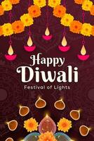 Gradient glücklich Diwali Vertikale Banner Illustration vektor