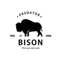 årgång retro hipster bison logotyp vektor översikt tjur silhuett konst ikon