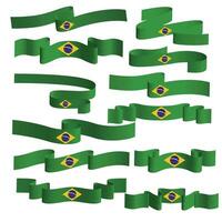 Brasilien band flagga vektor element bunt uppsättning